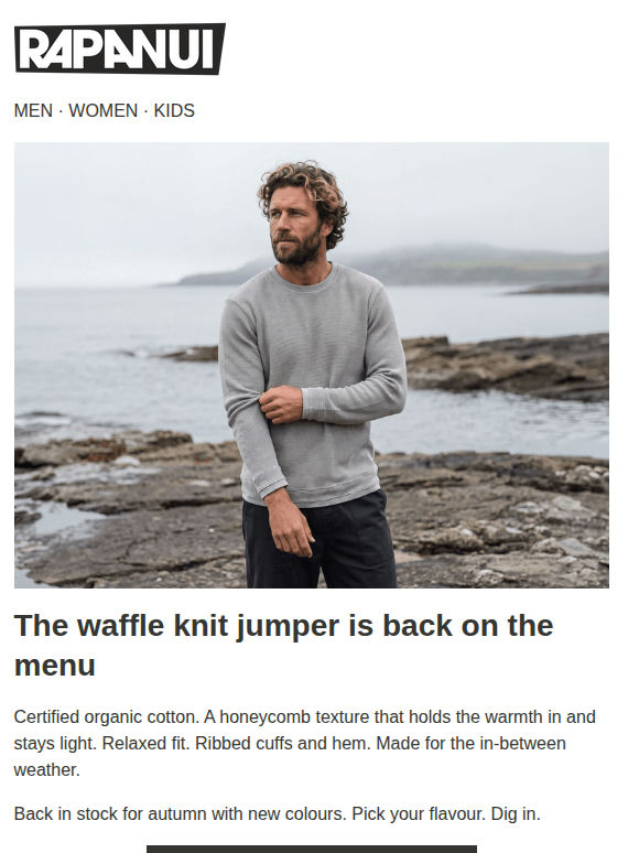 The waffle knit jumper is back, in new colours 🧇