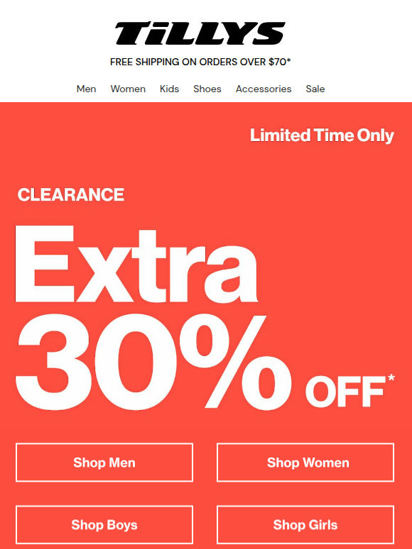 Extra 30% Off Clearance + Extra 50% Off Swim