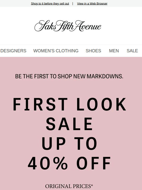 First Look Sale: Shop new fall markdowns up to 40% off