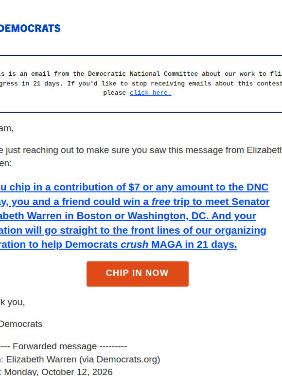 Elizabeth Warren’s message for you →