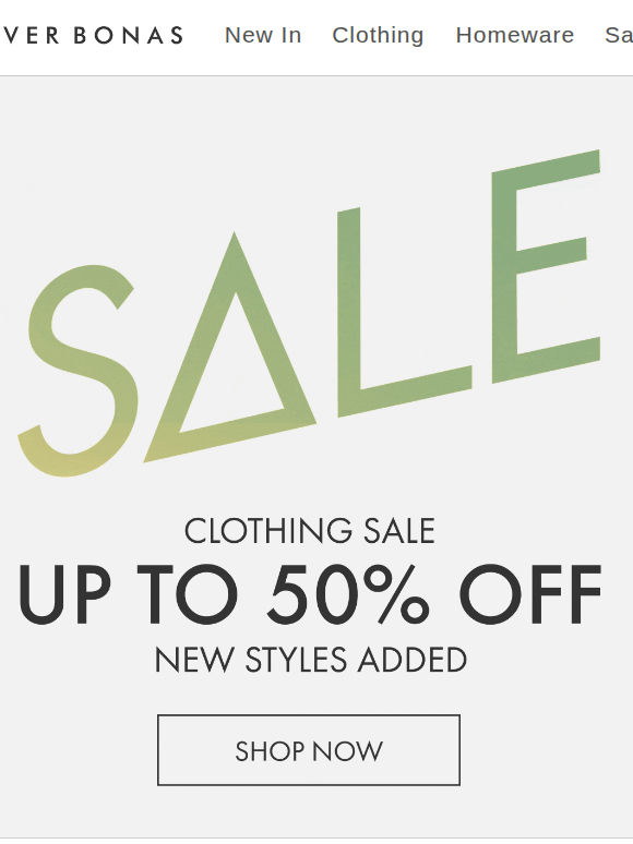 New lines added | Up to 50% off clothing