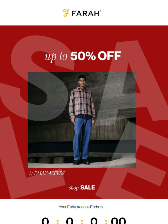 Early Access Up to 50% Off! Your Farah End of Season Sale is Here