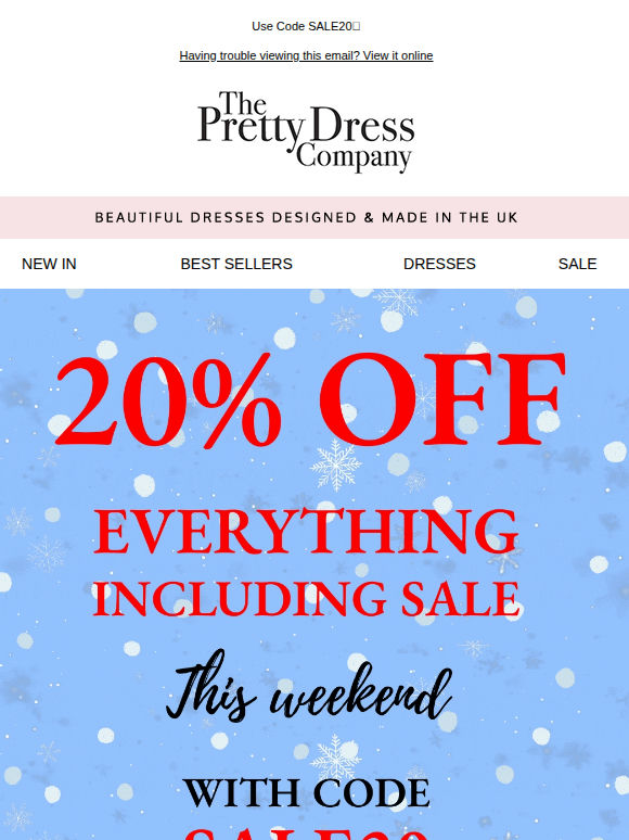 20% Off everything including Sale this weekend.