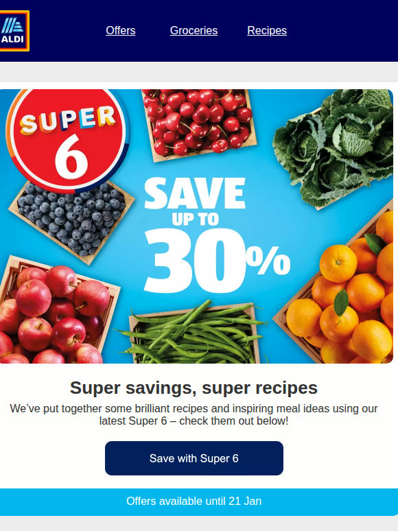 Make a meal of our Super 6 savings