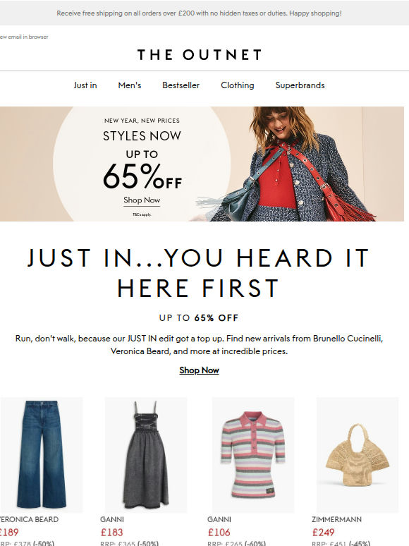 JUST IN, Up to 65% off