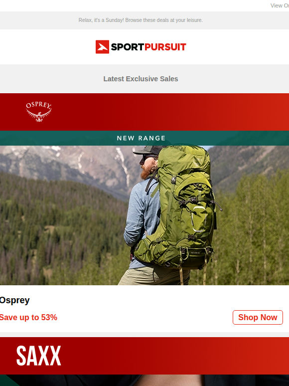 Up to 68% Off: Osprey - New Range | Saxx Underwear | Insulated Jackets | Trending Ski Deals | Heated Clothing