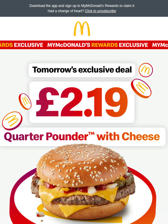 Juicy deal alert: £2.19 Quarter Pounder™ with Cheese 🍔