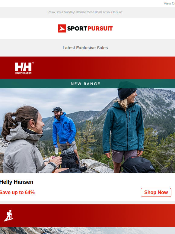 Up to 66% Off: Helly Hansen | Big Mountain Brands | Howies | True North Camping | Travelin