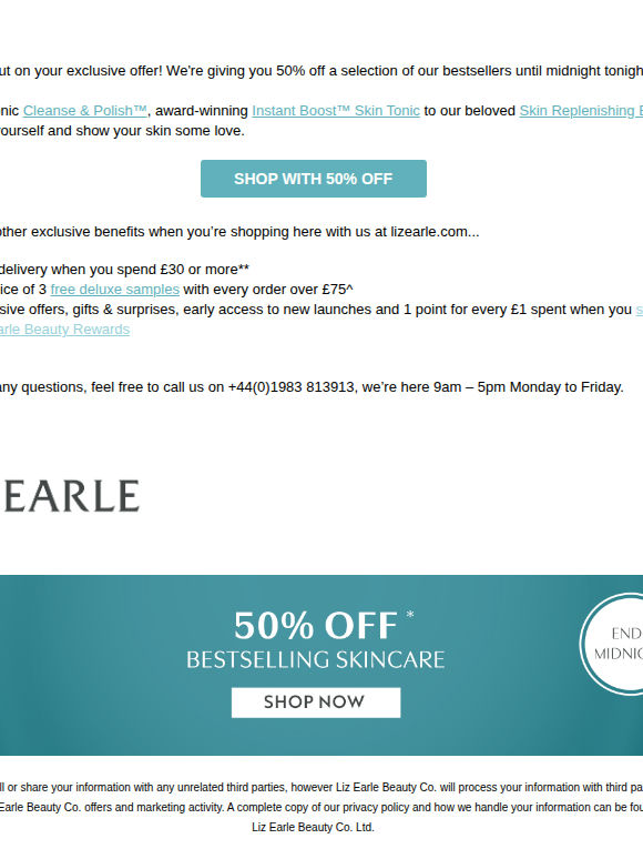 Final hours: 50% off bestselling favourites