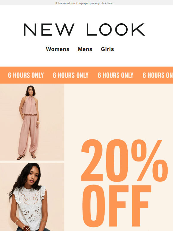 6 hours only: 20% off EVERYTHING