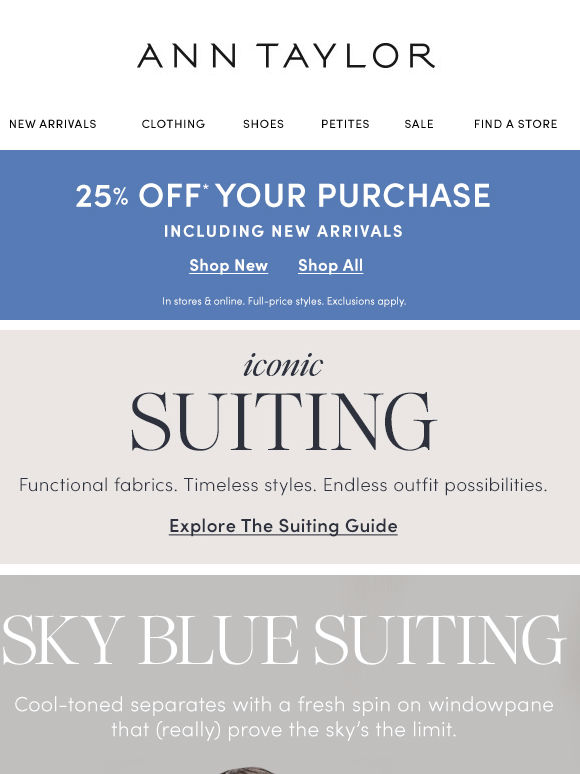 30% Off Suiting. The Sky’s The Limit.