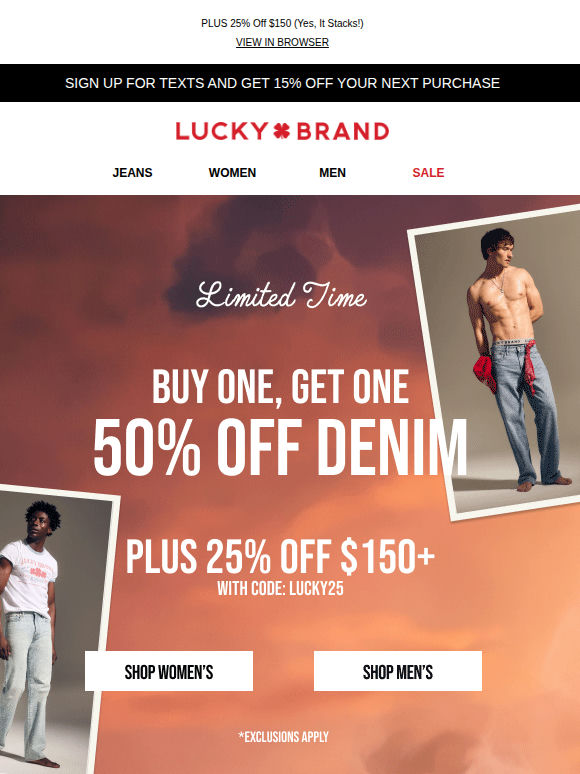 Don’t Miss BOGO 50% Off Denim