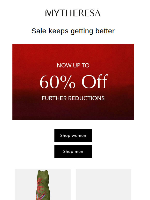 Sale now up to 60% off and further reductions