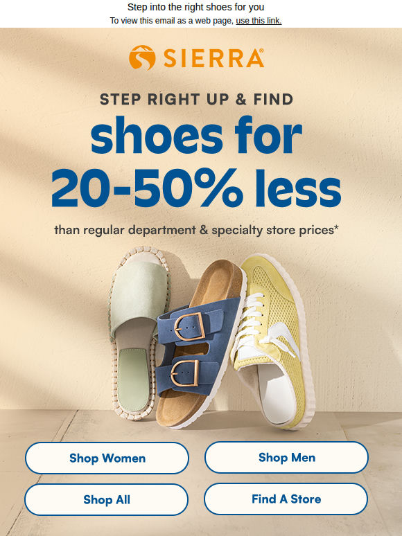 All your shoes for 20-50% less*