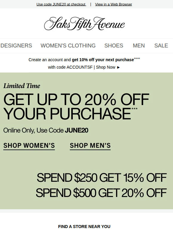 Reminder: Get up to 20% off your purchase today