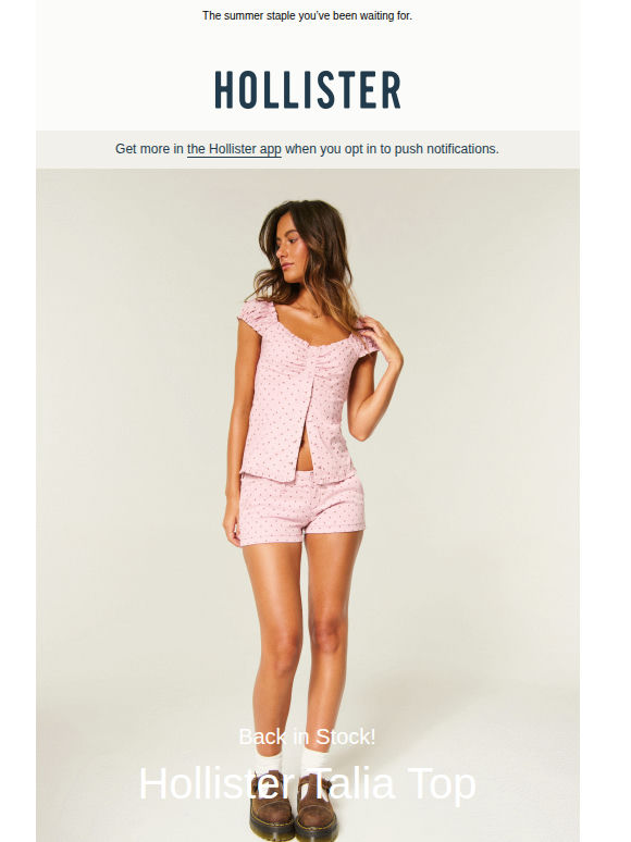 BACK IN STOCK: the Hollister Talia Top.