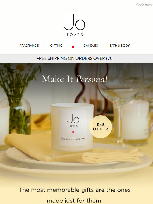 Personalised Candles, now £45 for a limited time.