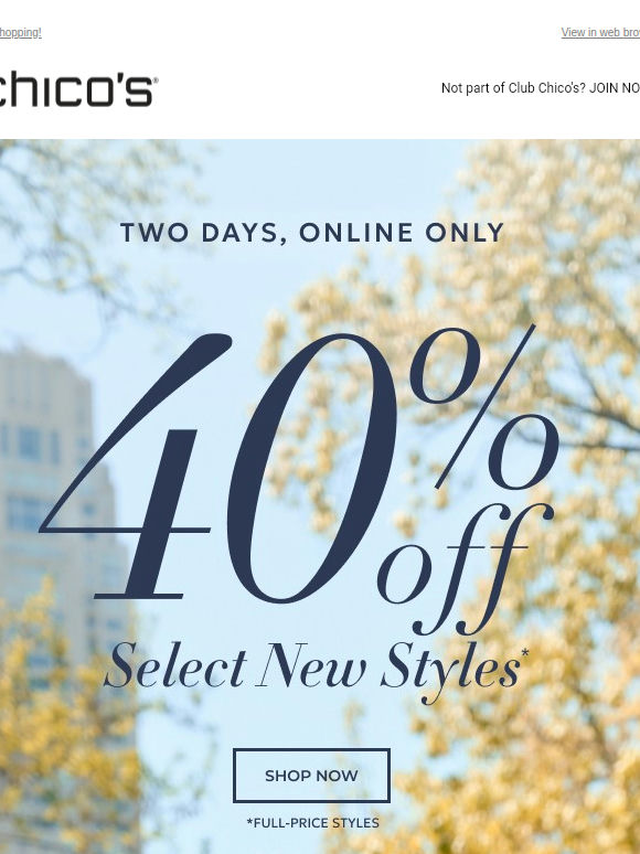 Some new styles you’ve been eyeing are 40% off ('til tomorrow!)