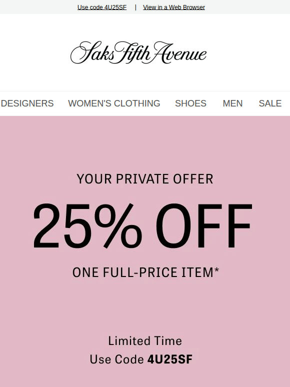 Your private offer ends today: 25% off one item