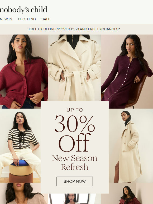 Up to 30% off your new season update