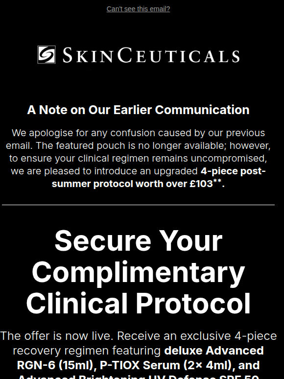 SkinCeuticals update: Complimentary gift now live!