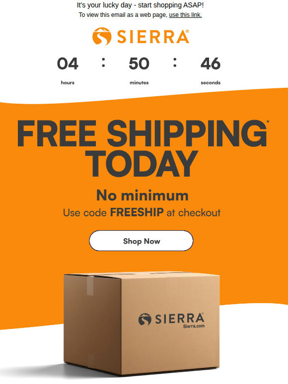 It's back: FREE SHIPPING* TODAY