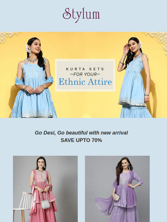 Kurta Sets for your Ethnic Attire- Save Upto 70%✨