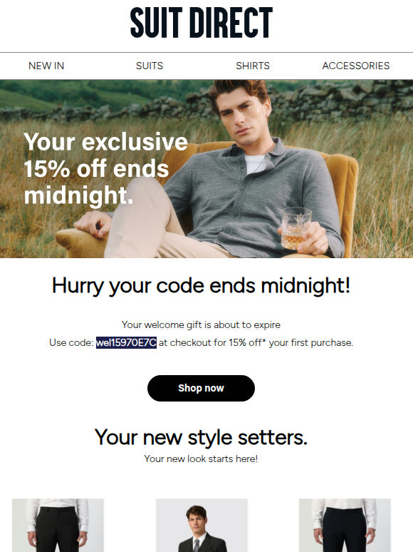 Hurry, your 15% off* ends midnight