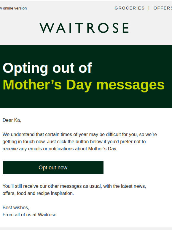 Prefer not to get messages about a particular event?