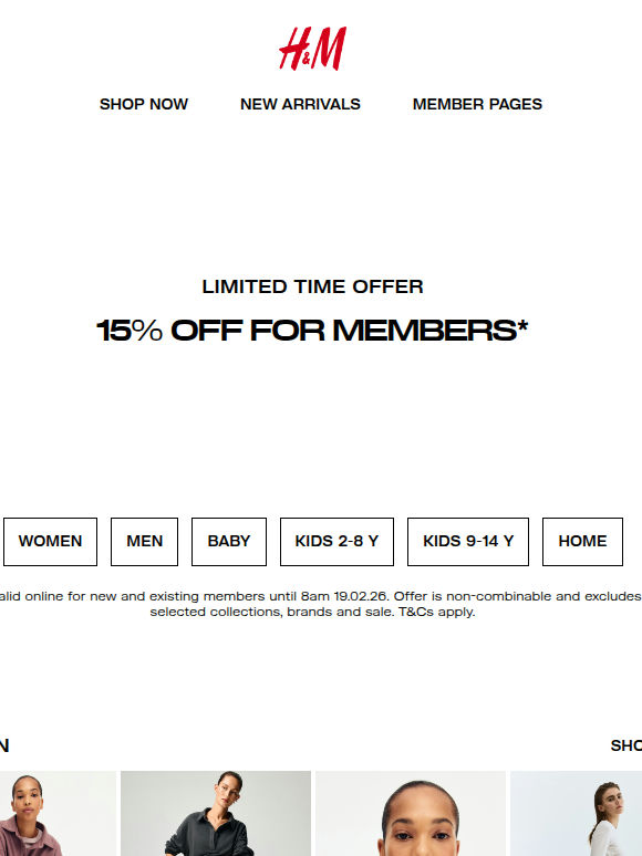 Members, get 15% off online