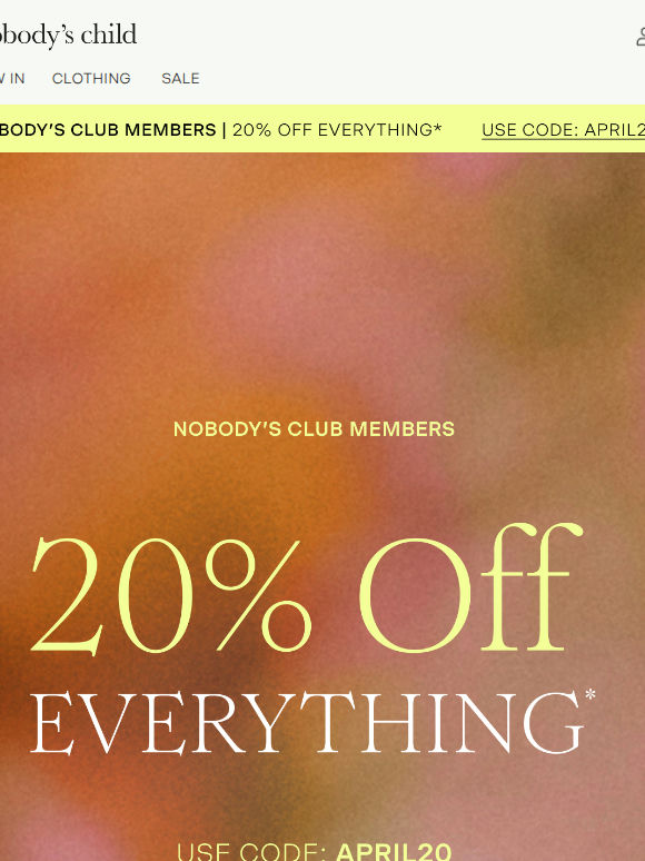 YOUR 20% OFF STARTS NOW 