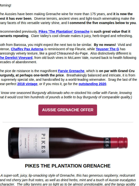"The best it's ever been" - on offer now, discover the joys of Aussie Grenache
