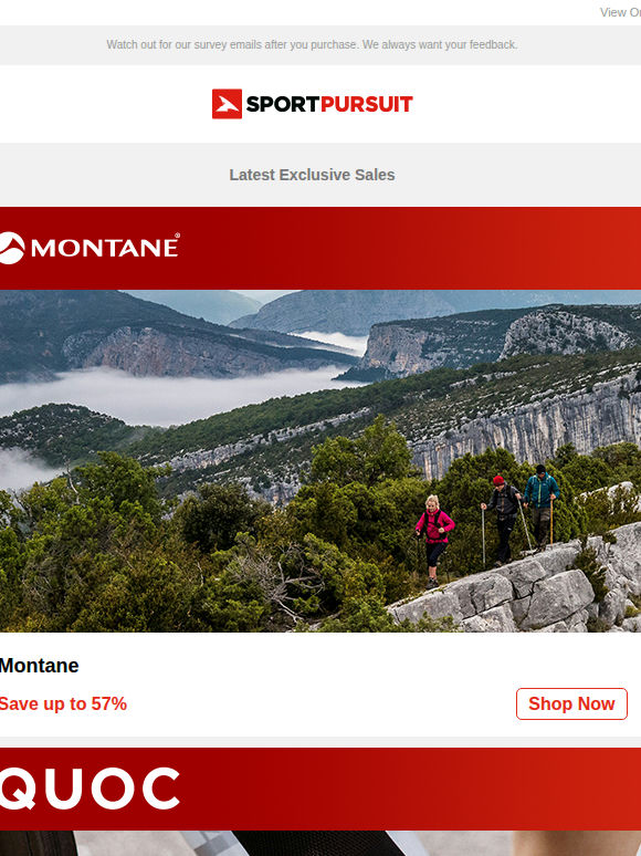 Montane | Quoc Cycling Shoes | Ted Baker Underwear & Nightwear | Craghoppers | Julbo | Up to 78% Off!