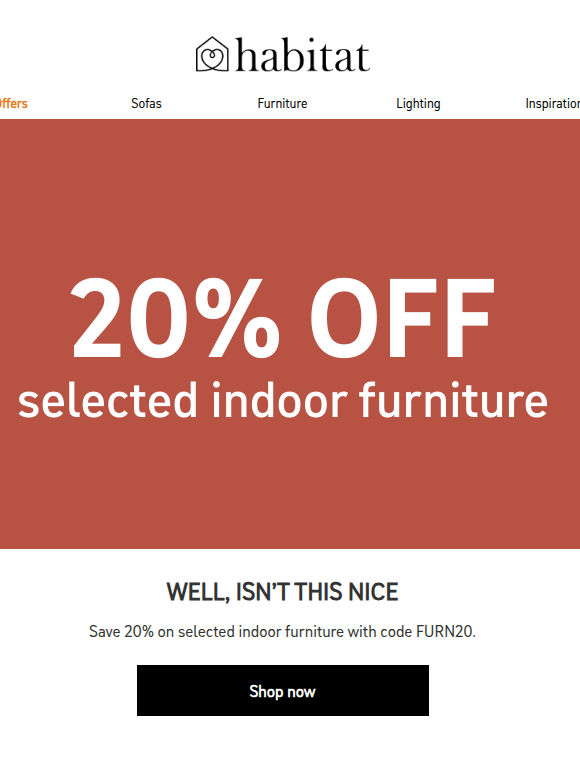 20% of furniture now on, go go go...