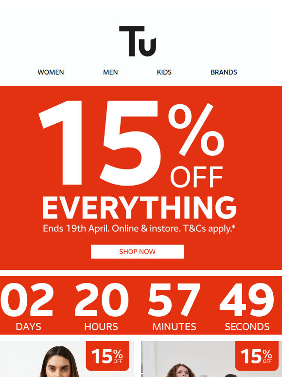 15% off everything now on