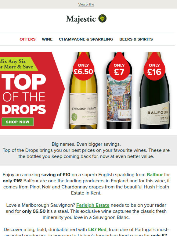 Hurry: Top of the Drops from £6.50