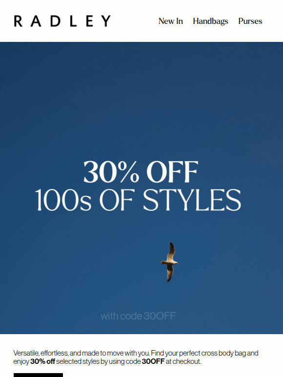 Shop cross body bags at 30% off