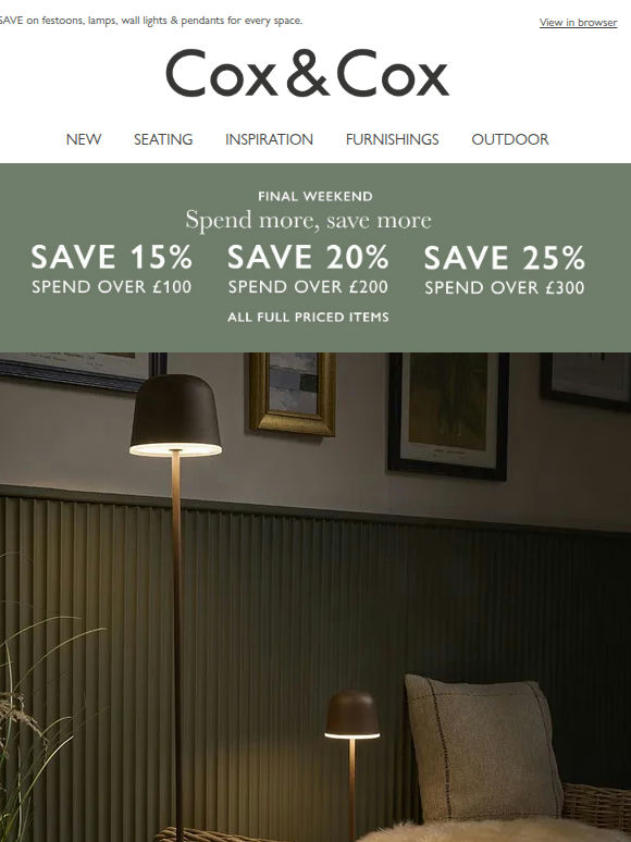 Illuminate your home & garden | Up to 25% OFF this weekend!