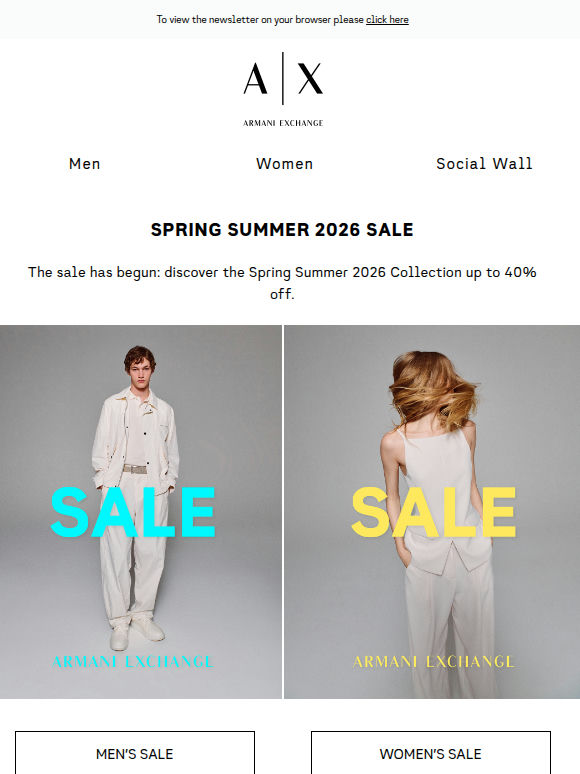 The sale begins: up to 40% off the Spring Summer 2026 Collection