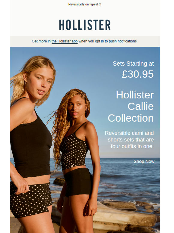 Reversible cami & shorts sets starting at £30.95.