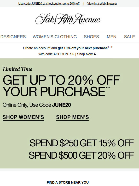 Ends soon: up to 20% off your purchase