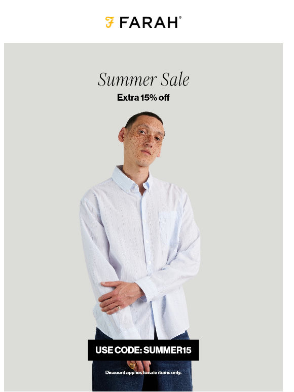 We're giving you an extra 15% off the sale with code SUMMER15.