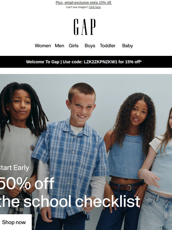 The school checklist: 50% off kids' staples