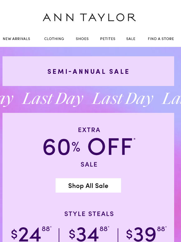 Ends Soon: $24.88 Tops ✔️ $34.88 Pants ✔️ $39.88 Dresses ✔️