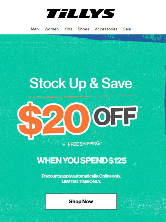 Ends Today:  $20 OFF + Free Shipping 🤑