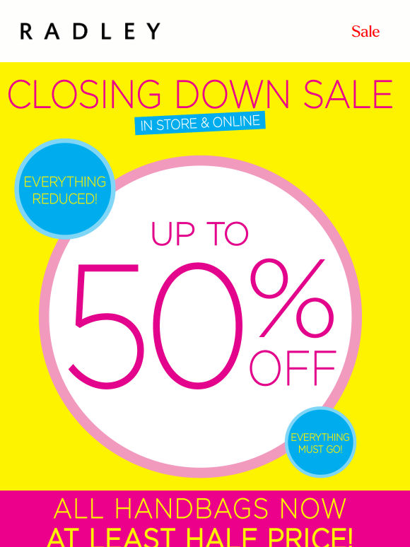 ALL Handbags now at least 50% off