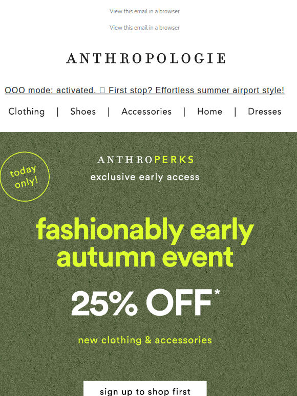 FINAL HOURS: AnthroPerks 25% Off Early Access