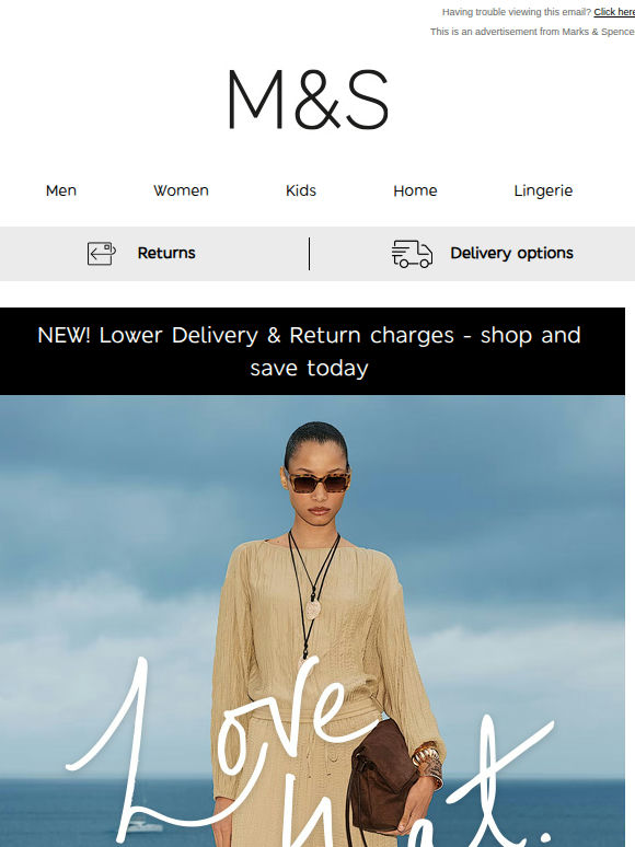 NEW! Lower Delivery & Return charges - shop and save today