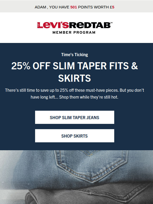 Don't forget! 25% off Slim Taper fits and skirts is waiting for you...