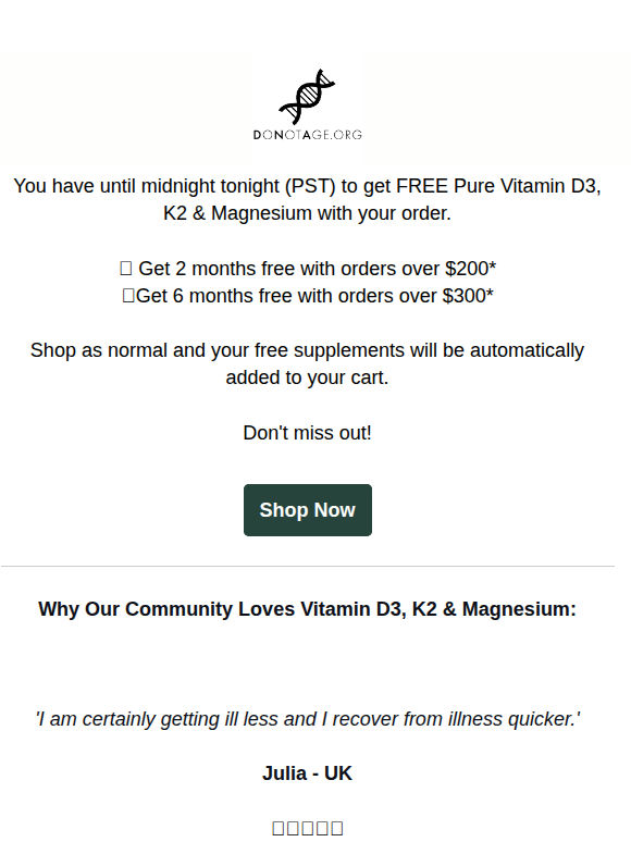 Last Chance For Free Vitamin D3, K2 & Magnesium ⌛